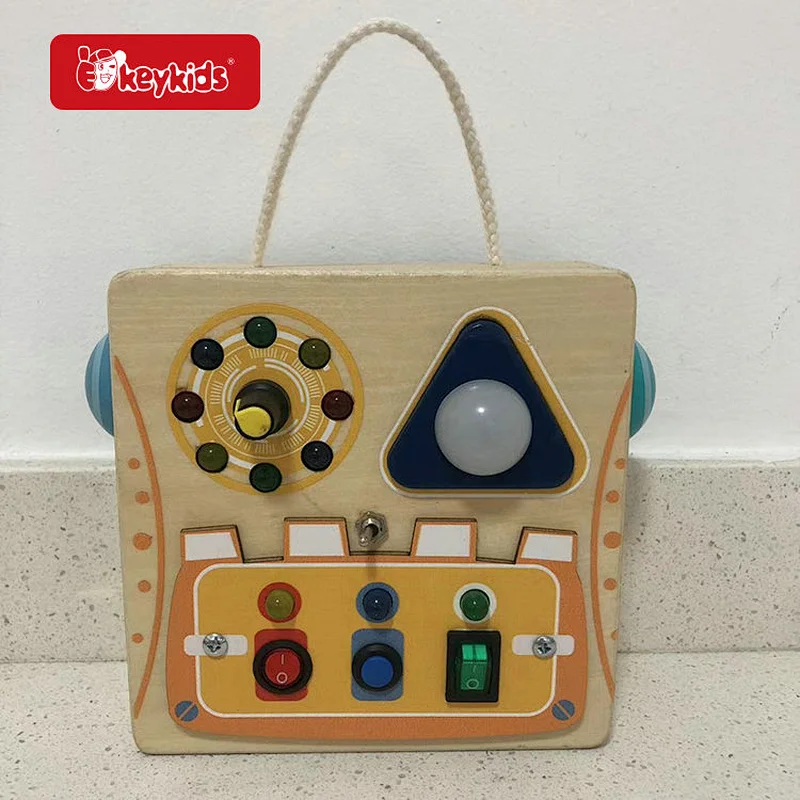 Customize Wooden Switch Sensory Toys for Toddler with LED Light W12D634